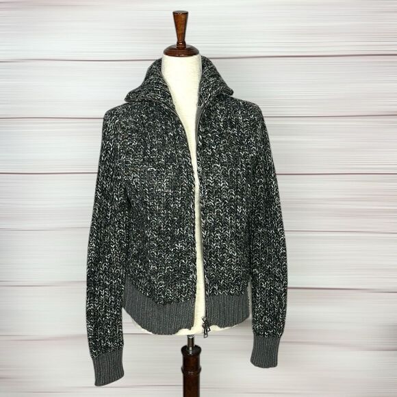 Zadig & Voltaire Deluxe Gray Wool Mohair Blend Full Zip Cardigan High Neck S - Picture 1 of 13